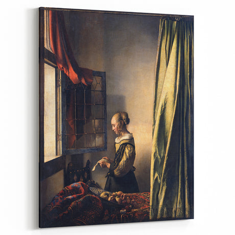 Baroque Art Print - Woman by Window with Green and Red Tones