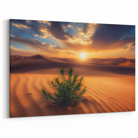 Desert Sunrise Serenity Wall Art - Golden Sand Dunes Canvas Prints