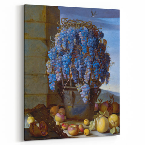 Baroque Still Life with Grapes: Elegant Rococo Wall Art
