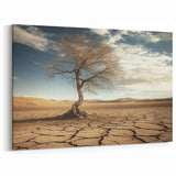 Southwestern Desert Art - Resilient Tree on Cracked Earth Canvas