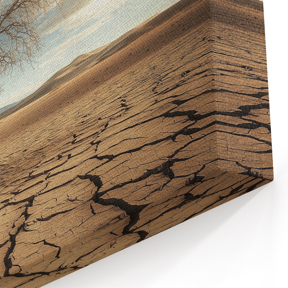 Southwestern Desert Art - Resilient Tree on Cracked Earth Canvas