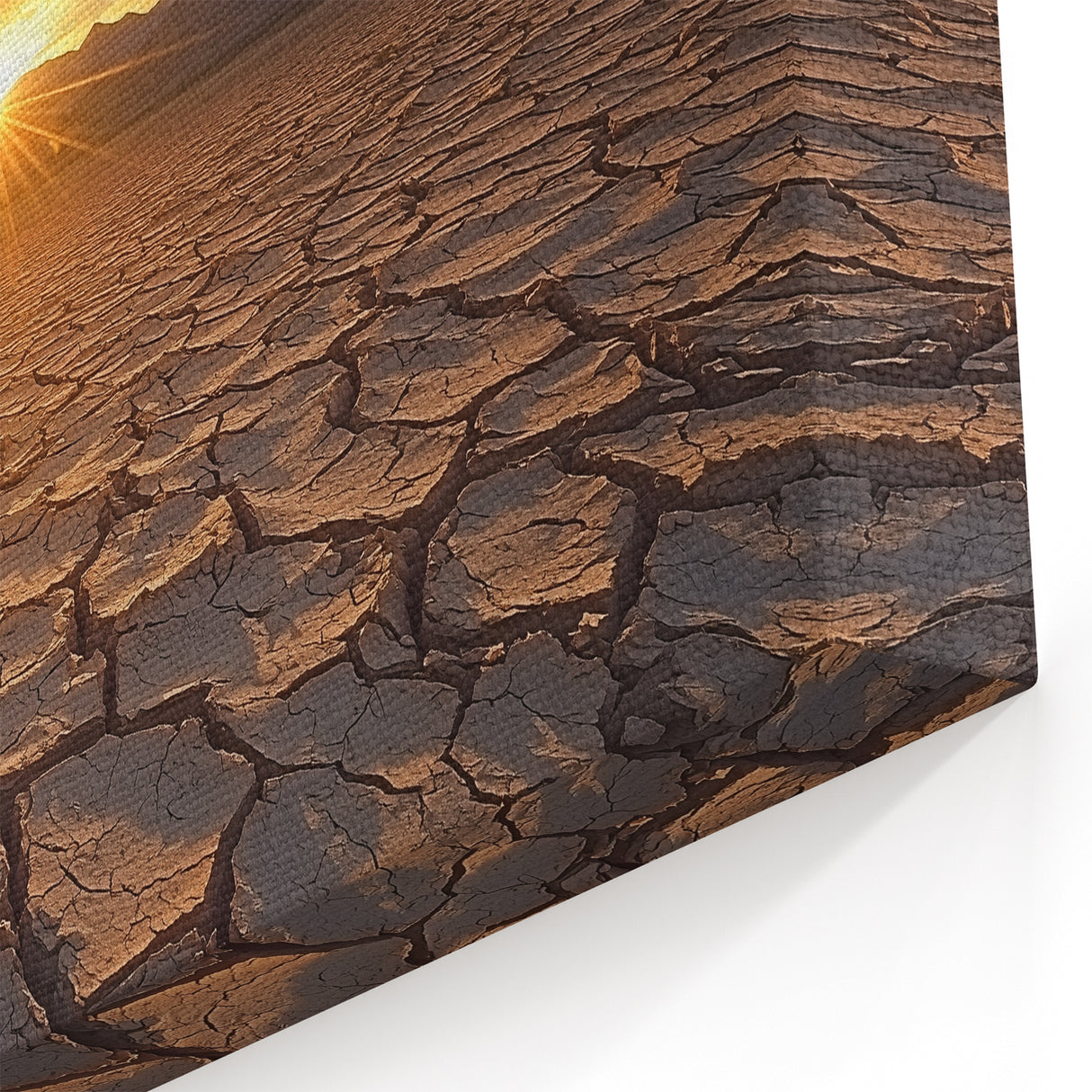 Desert Canvas Prints - Golden Sunrise Over Cracked Earth