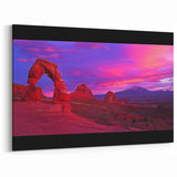 Cactus Wall Art - Vibrant Red Rock Arch Under Sunset Skies