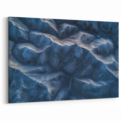 Desert Landscape Art - Aerial View of Blue Toned Sand Patterns