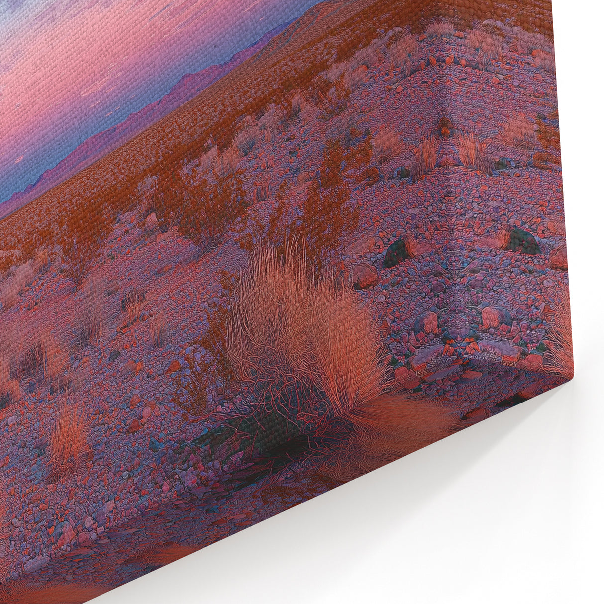 Desert Landscape Art - Moonlit Desert with Pink and Blue Sky