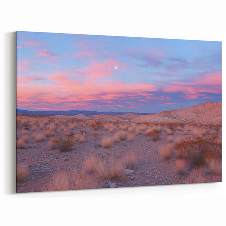 Desert Landscape Art - Pink and Blue Twilight Over Serene Desert