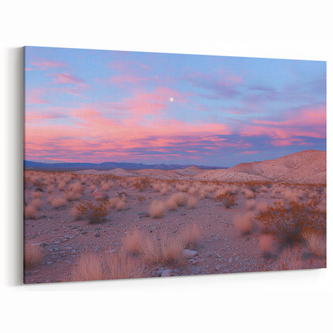 Desert Landscape Art - Pink and Blue Twilight Over Serene Desert