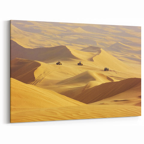 Golden Sand Adventures - Desert Dunes with Vehicles Canvas Art