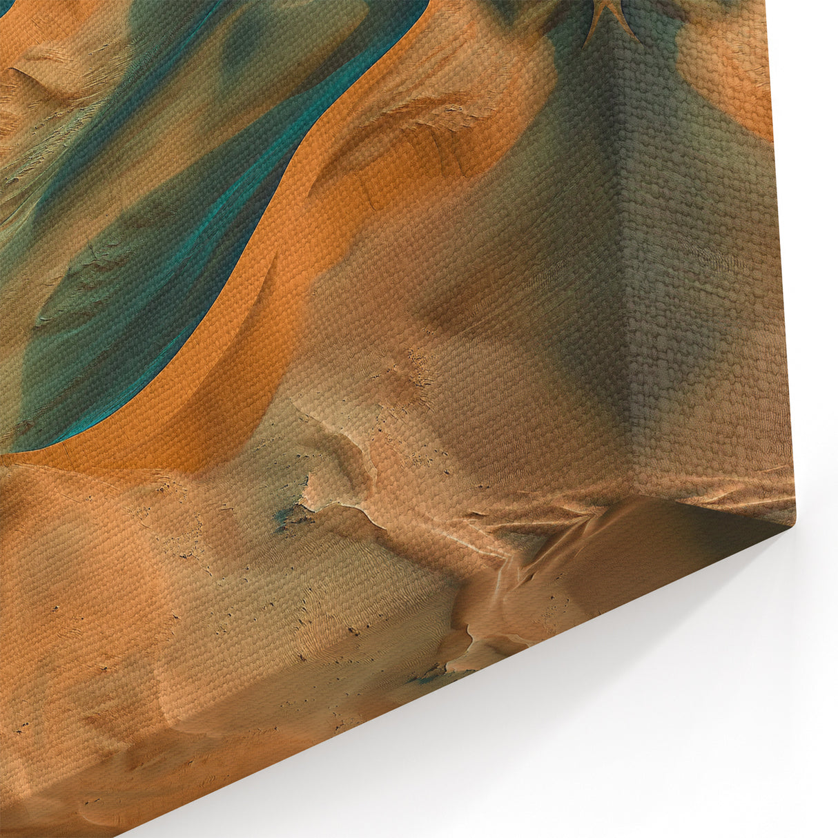 Abstract Desert Waves - Teal and Gold Sand Dune Canvas Art