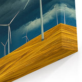 Fields Panorama Wall Decor - Wind Turbines in Golden Fields