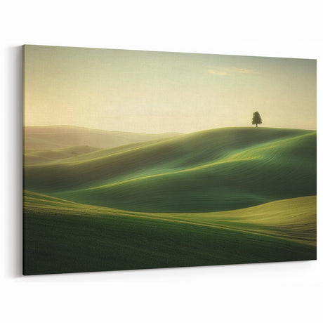 Serene Fields Art Print - Rolling Hills at Sunrise