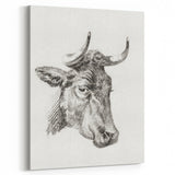Romanticism Art Print: Head of a Cow - Timeless Sketch by Jean Bernard
