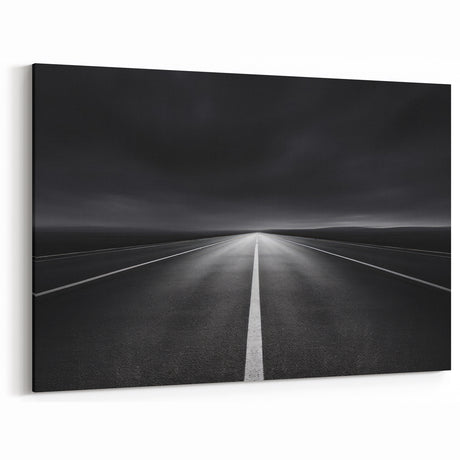 Minimalist Landscape Wall Art - Endless Road in Monochrome