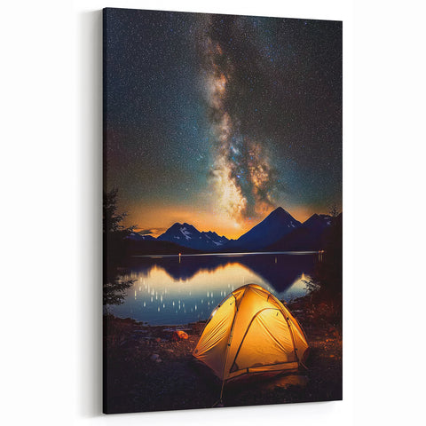 Camping Under the Stars Wall Art - Milky Way and Mountain Scene
