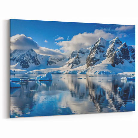 Antarctic Landscape Art - Snowy Mountains and Icy Reflections