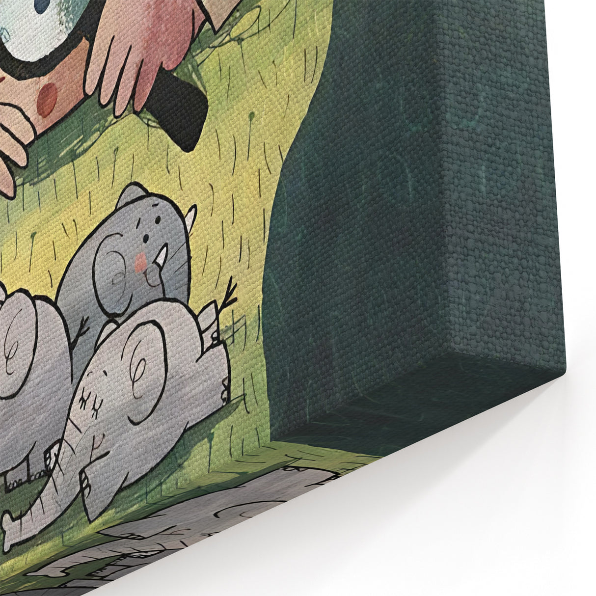 Playful Boys Room Wall Art – Girl Exploring with Elephants