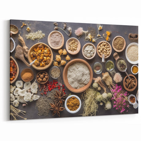 Rustic Spice & Herb Display - Kitchen Wall Art for Culinary Spaces
