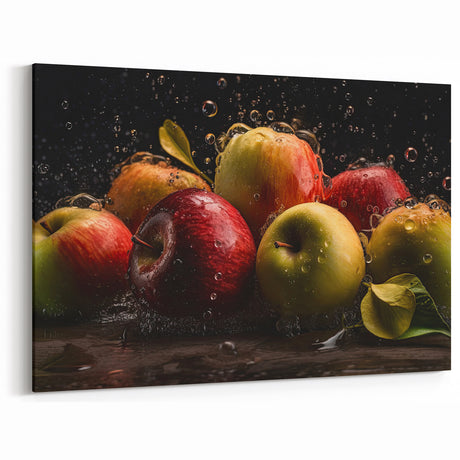 Fresh Apple Splash - Vibrant Kitchen Art for Modern Spaces