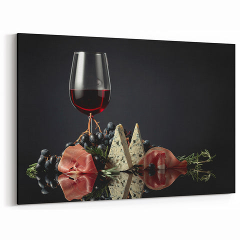 Wine & Cheese Elegance - Sophisticated Kitchen Wall Art