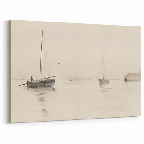 Serene Vintage Landscape Art – Classic Nautical Scene Wall Print