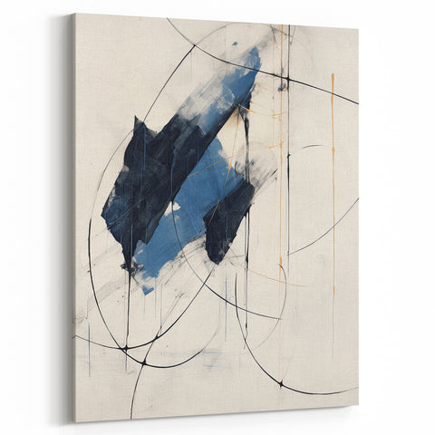 Custom Dining Room Wall Decor – Abstract Navy & Gold Canvas