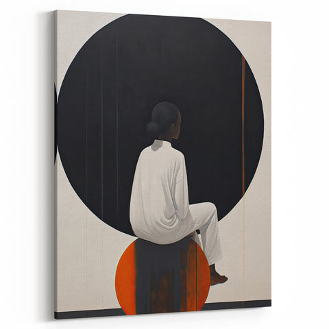Elegant Dining Room Wall Art - Abstract Black, White & Orange Décor