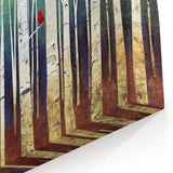 Framed Office Art - Birch Forest & Cardinal Modern Canvas