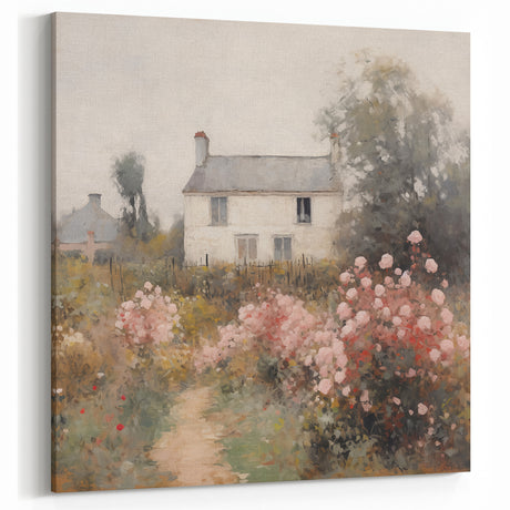 Vintage Cottage Garden Art – Classic Floral Landscape Wall Print