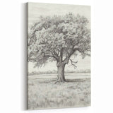 Vintage Oak Tree Sketch Art – Classic Monochrome Nature Print