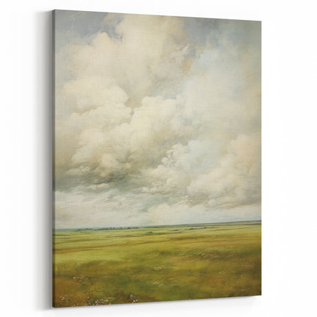 Vintage Rolling Fields Art – Classic Countryside Sky Print