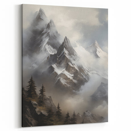 Misty Mountain Peaks – Vintage Landscape Wall Art for Nature Lovers