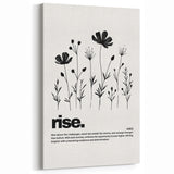 Monochrome Motivational Typography Art Print - "Rise" Canvas