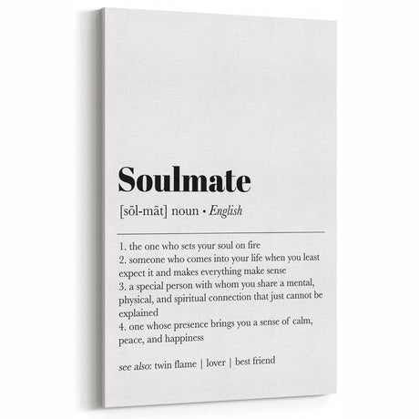 Modern Typography Wall Art - "Soulmate" Definition Canvas Print