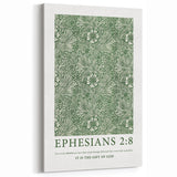 Biblical Typography Wall Art - Ephesians 2:8 Floral Canvas Print