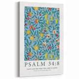 Biblical Typography Wall Art - Psalm 34:8 Floral Canvas Print