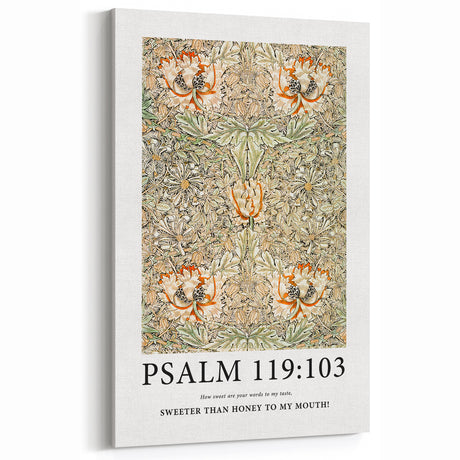 Biblical Typography Wall Art - Psalm 119:103 Floral Canvas Print