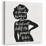 Inspirational Typography Art - Luke 1:45 "Blessed" Canvas Print