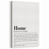 Home Typography Art - "Home" Definition Canvas Print