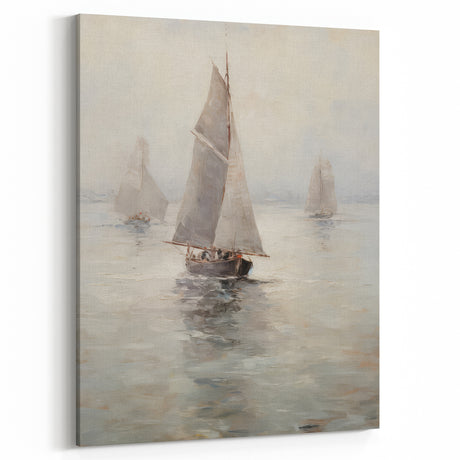 Vintage Landscape Art – Sailing Boats on Calm Waters – Antique Marine Wall Art
