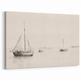 Vintage Landscape Art – Sailboats on Calm Waters – Antique Maritime Wall Art