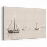 Vintage Landscape Art – Sailboats on Calm Waters – Antique Maritime Wall Art