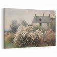 Vintage Landscape Art – Cottage with Flowers in Bloom – Antique Country Scene Wall Art