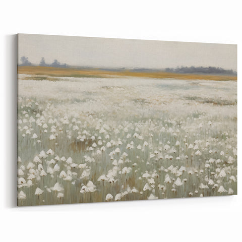 Vintage Landscape Art – Blossoming Field of Flowers – Antique Nature Scene Wall Art