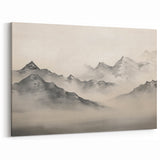 Vintage Landscape Art – Majestic Misty Mountain Peaks – Antique Nature Wall Art