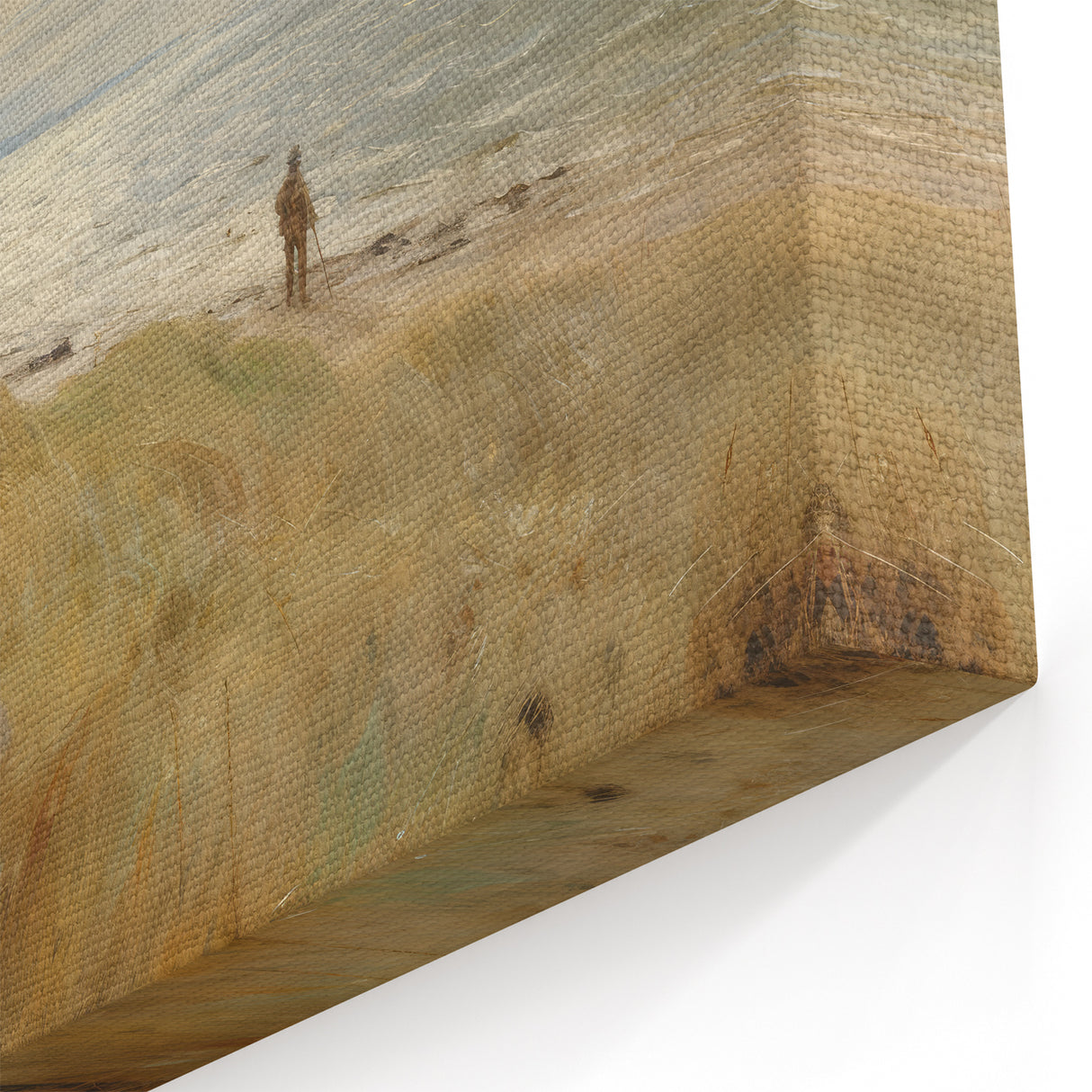 Vintage Landscape Art – Coastal Beach Scene with Walker – Antique Seaside Wall Art