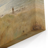 Vintage Landscape Art – Coastal Beach Scene with Walker – Antique Seaside Wall Art