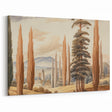 Vintage Landscape Art – Towering Cypress Trees and Scenic Castle – Antique European Wall Art
