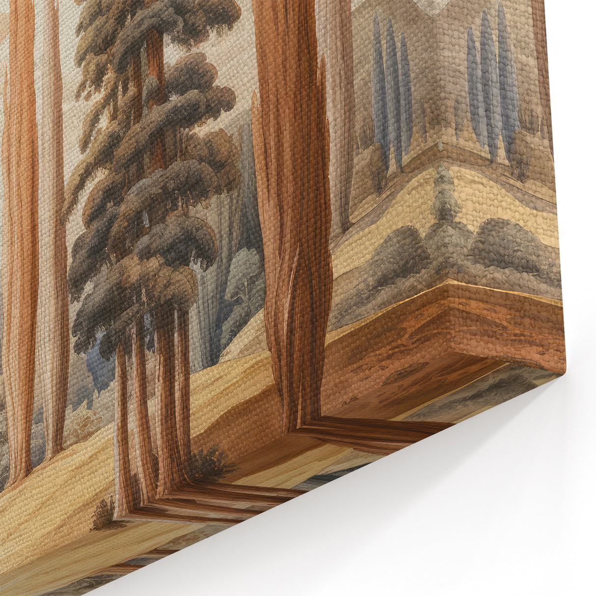 Vintage Landscape Art – Towering Cypress Trees and Scenic Castle – Antique European Wall Art