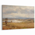 Vintage Landscape Art – Serene Countryside with River and Village – Antique Rural Scene Wall Art