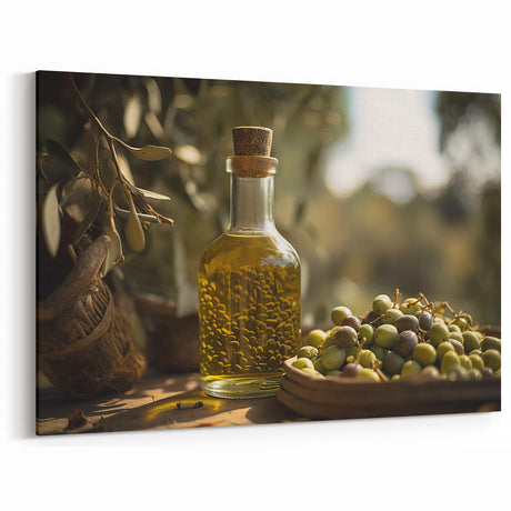 Mediterranean Olive Oil Art – Rustic Kitchen Still Life Print